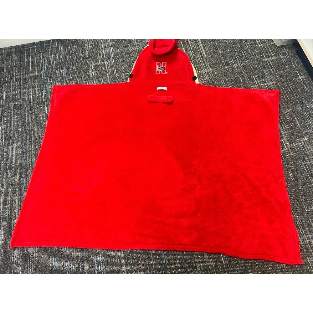 Red Hooded Blanket‎ Comfy Critter Mascot Wear Nebraska Cornhuskers Herbie Husker